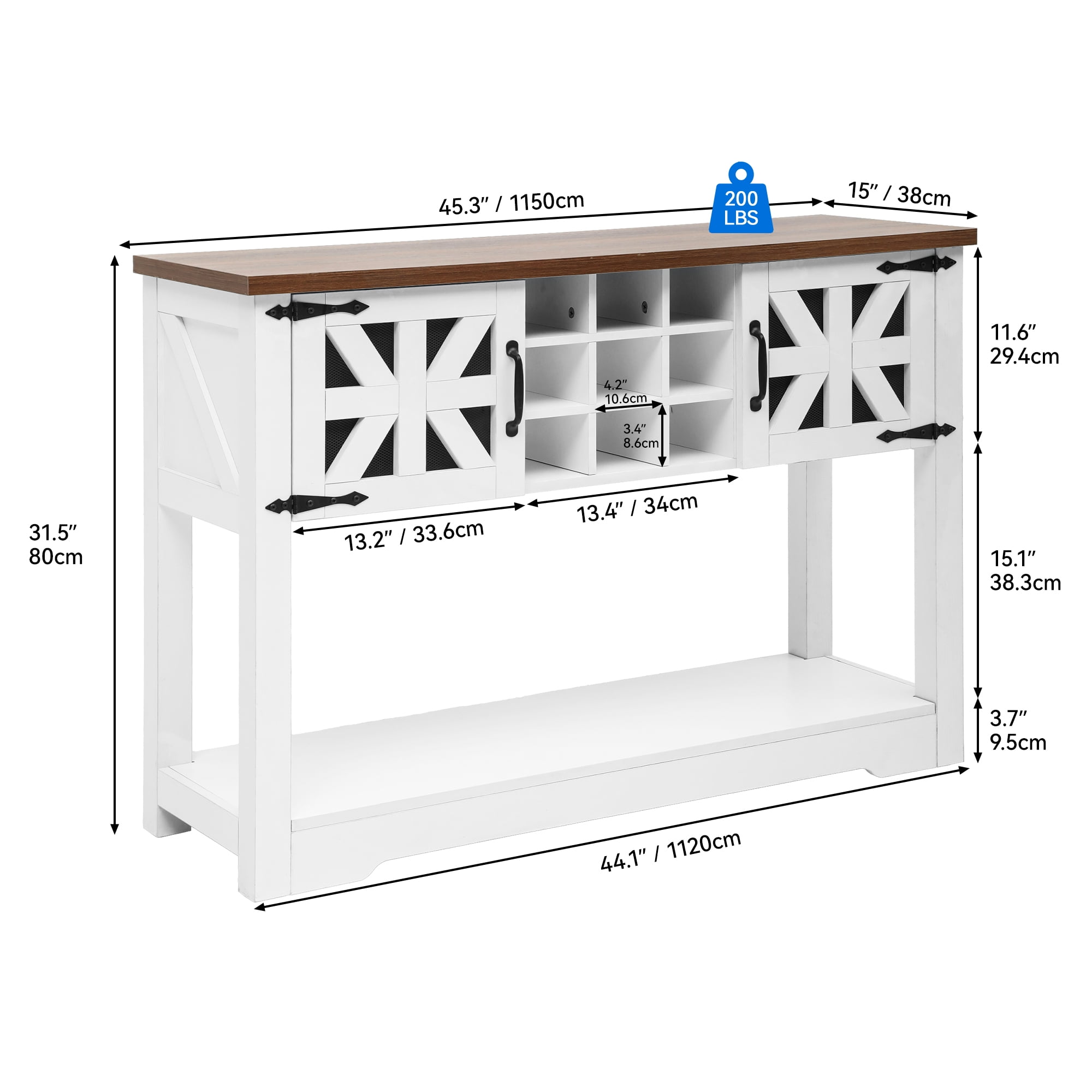 Uforic Farmhouse Buffet Table Kitchen Cabinet, Buffet Cabinet Sideboard Storage Cabinet, White