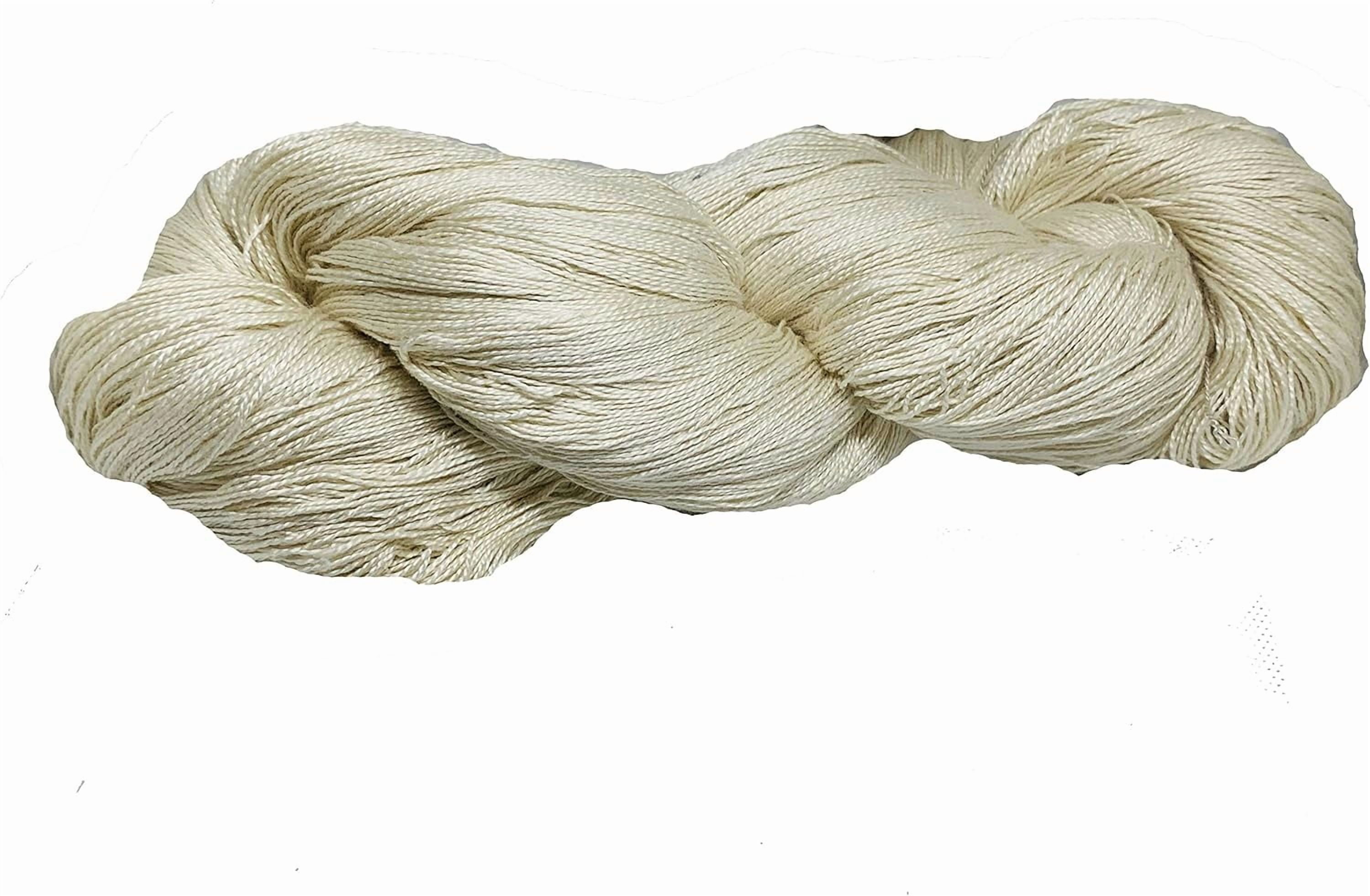 Knitsilk Silk Yarn 20/2 Undyed 100% Mulberry Silk Undyed, 100 Grams & Approx. 1,000 Yards, Spun Silk Natural Silk