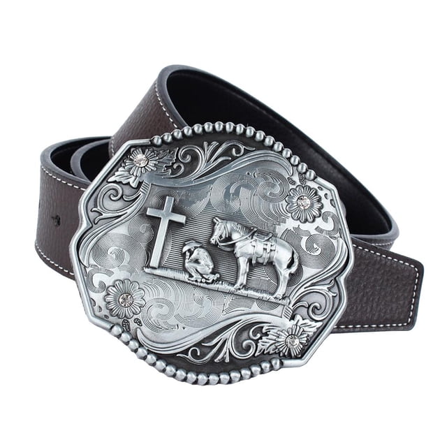 Cinturón de vaquero americano para hombre, correa de hebilla de caballero, cinturone americana café Colcomx Western Cowboy Belt