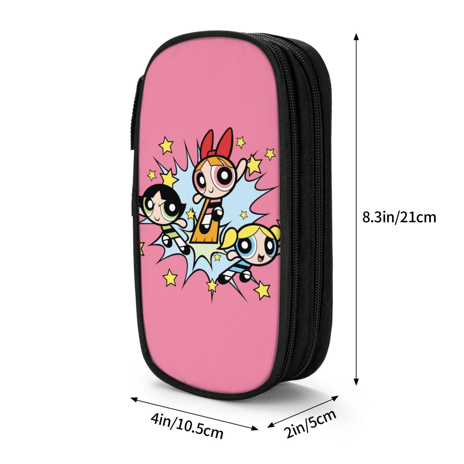 The Powerpuff Gi-rls Pencil Case Large Capacity Pencil Pouch Penbag Office Stationery Organizer Travel Makeup Bag Black