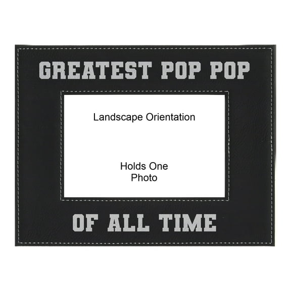 PrecisionNC Grandpa Gifts Greatest Pop Pop of All Time Engraved Leatherette Black Picture Frame Fathers Day 4x6 Landscape