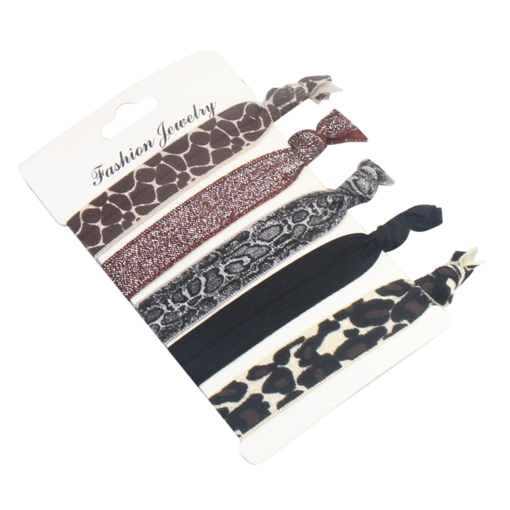 5Pcs/Set Fashion Leopard Print Elastic Hair Band Yoga Hair Ring Hair Accessories