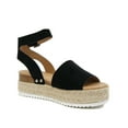 thumbnail image 2 of Soda Topic Open Toe Buckle Ankle Strap Espadrilles Flatform Wedge Casual Sandal, 2 of 5