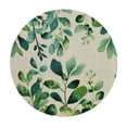 thumbnail image 4 of WYYP Floral Pattern Green Leafy Design Round Tablecloth for Picnic Dining Kitchen Farmhouse 100% Polyester Fiber Outdoor Picnic Camping and Indoor Kitchen Dining Party White, 4 of 8