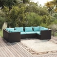 thumbnail image 1 of vidaXL 6 Piece Garden Lounge Set with Cushions Poly Rattan Black, 1 of 4