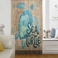 thumbnail image 5 of Vintage Sea Turtle Sheer Curtains 45 Inches Long, Brown Nautical Anchor Bubbles Coastal Light Filering Curtains, Breathable Simi Curtain Privacy Drapes for Kitchen Bathroom Small Window Treatment, 5 of 9