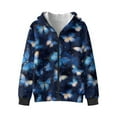 thumbnail image 2 of POLERO Girls Zip Up Hoodies Blue Butterflies Print Teen Hooded Sweatshirts Warm Jackets Kids Fall Fashion Outfits Winter Clothes, Size M, 2 of 7