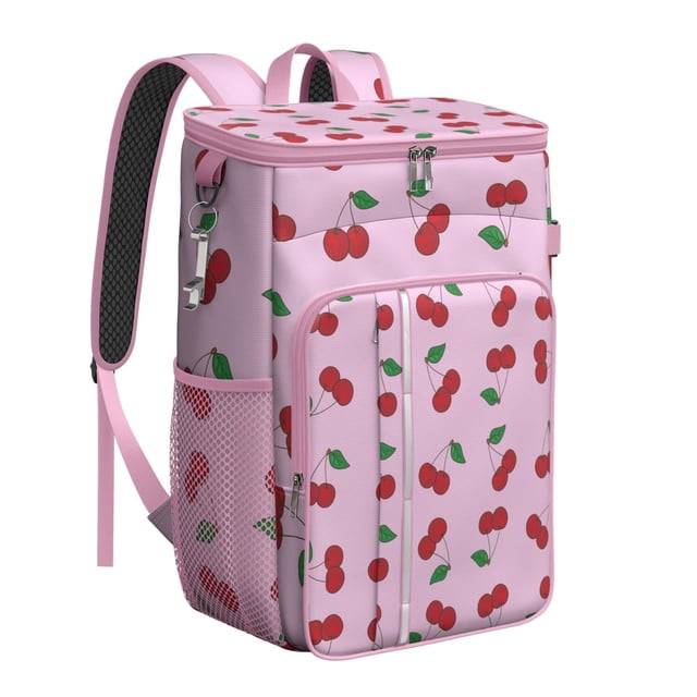 Sac à Dos Glacière à Imprimé de Cerises Rouges, Sac à Lunch Isolé et Étanche pour Aventures en Plein Air et Plaisirs d'Été