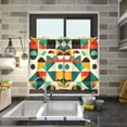 thumbnail image 4 of Yayeee Kitchen Curtains Tier Pair Light Filtering 27"x36" Rod Pocket Short Cafe Window Panel, Beige Geometric, 4 of 7