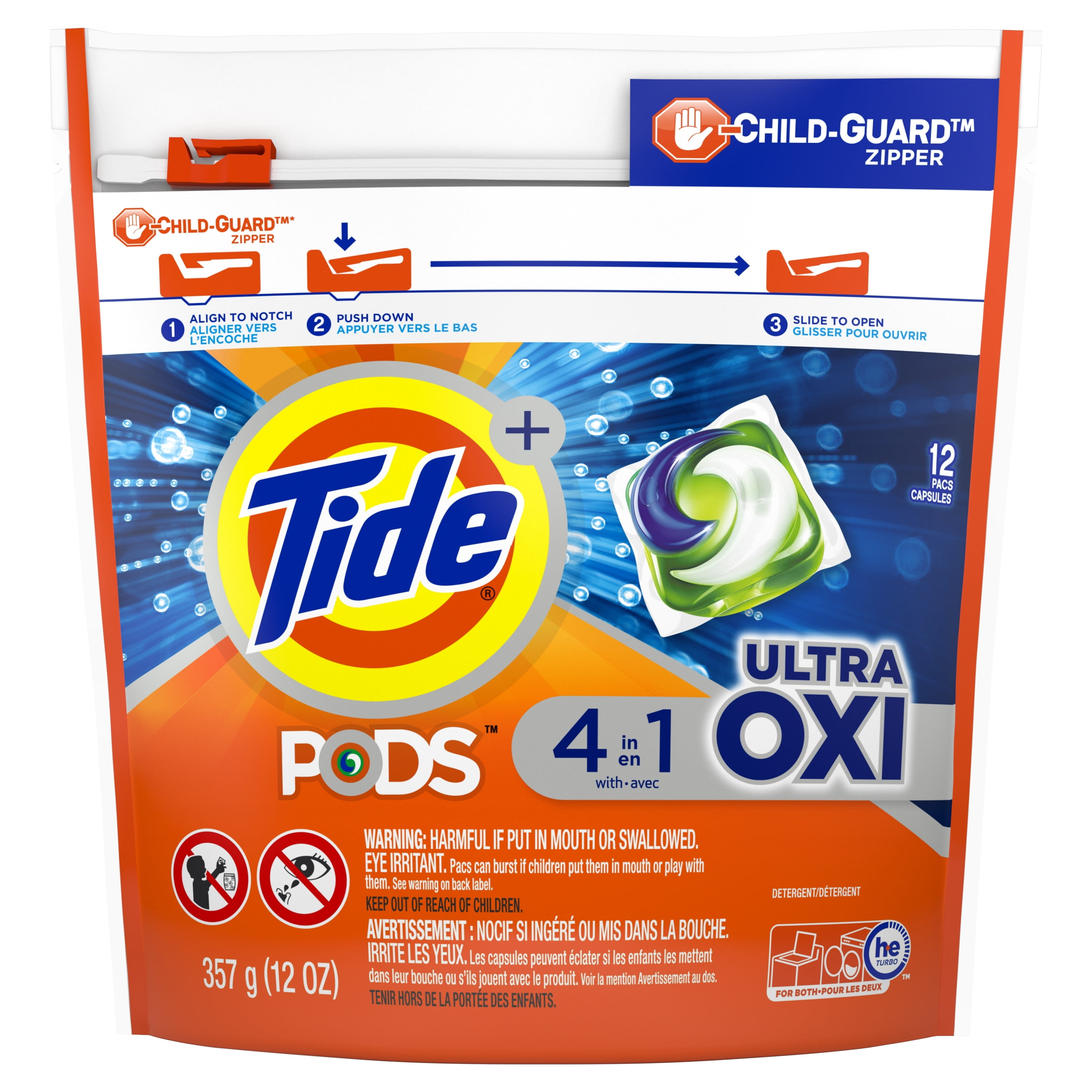 Tide PODS Ultra Oxi Liquid Laundry Detergent Pacs, 12 Count