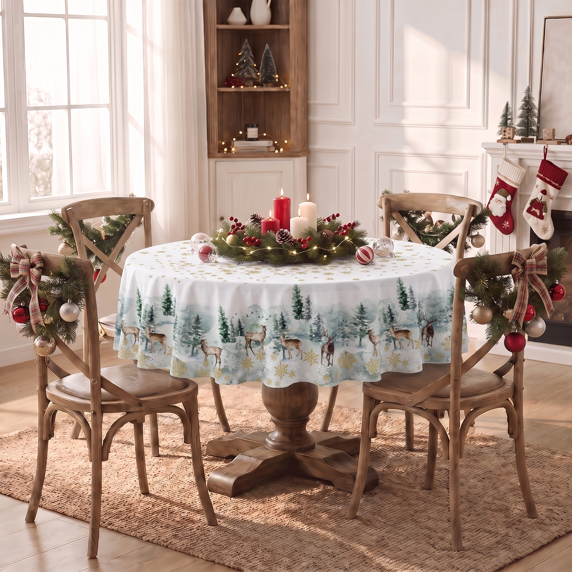Sm:)e Christmas Table Cloth 60 Inch Round photo 7