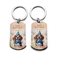 thumbnail image 2 of Watercolor Beagle Happy Birthday Celebration Balloons Gift Party Stainless Steel Keychain Beagles Dog Lover Gifts Idea Collar Charm Tag Keyring - 00028, 2 of 5