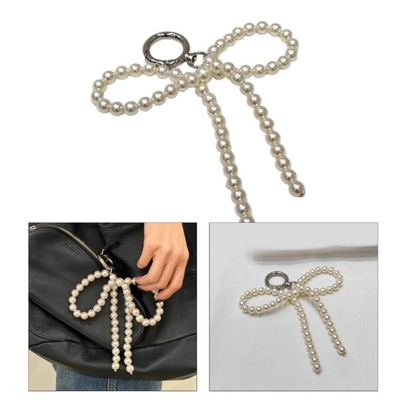 AOOOWER Pearl Bowknot Charm Keychains Sweet Cute Pendant Hanging Ornament Keyring Backpack Decoration Jewelry for Women Girls