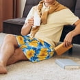 thumbnail image 2 of Daiia Blue Ocean Wave Sunflower Mens Woven Stretch Pajama Short,Short Pajama Pants-Large, 2 of 7
