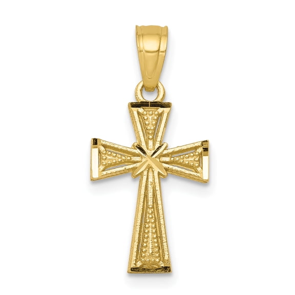 10k Yellow Gold Solid Cross Charm Pendant
