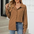 thumbnail image 6 of Corduroy Fall Outerwear for Womens Oversized Button Down Shirt Casual Long Sleeve Lapel Collared Work Blouses Solid Jackets, 6 of 8