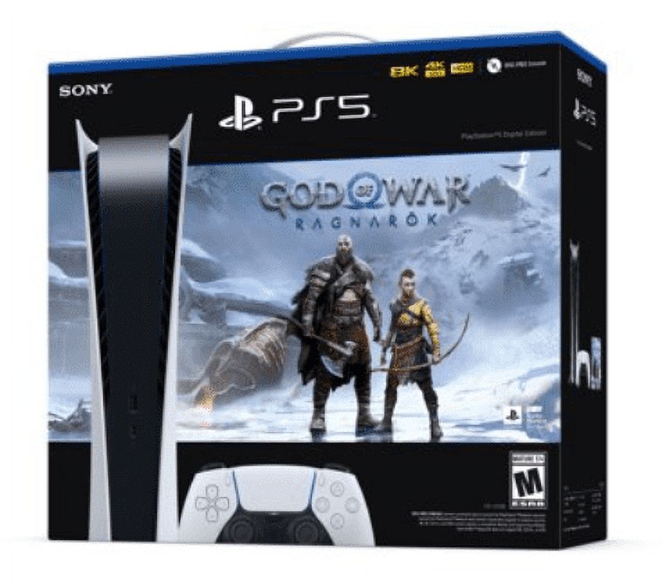 Sony PlayStation_PS5 Video Game Console (Digital Edition) with God of War (GOW) Ragnarök Bundle
