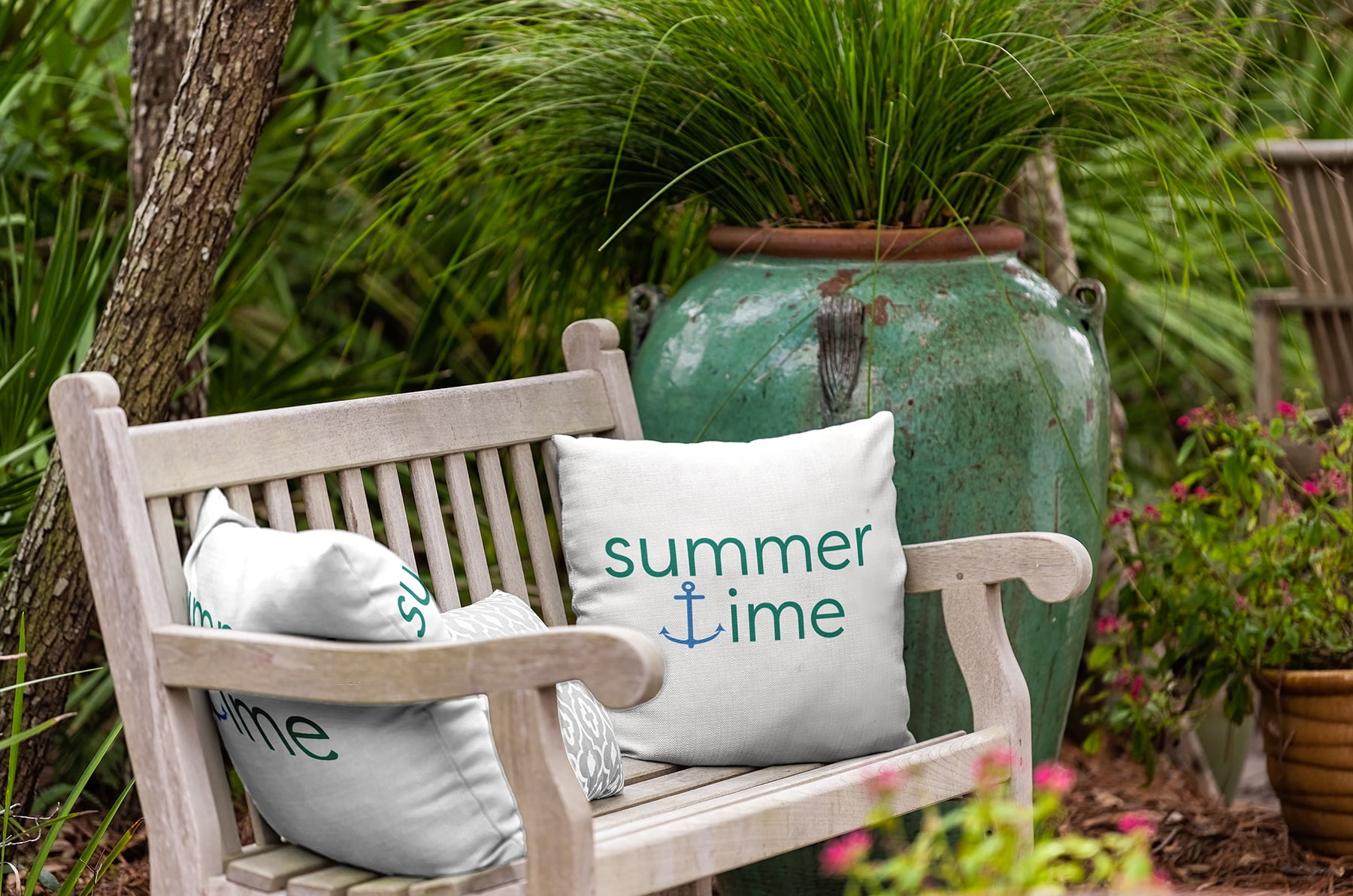 16" x 16" Simply Daisy Summer Time Anchored Indoor/Outdoor Pillow, Kelly Green Qty 1