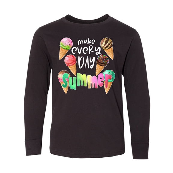 Inktastic Make Every Day Summer Ice Cream Cones Long Sleeve Youth T-Shirt