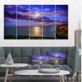 thumbnail image 1 of Moon Reflecting in Blue Sea - Modern Seascape Canvas Artwork, 1 of 3