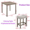 thumbnail image 3 of PORKISS 5 Piece Dining Table Set, Rustic Bar Table Set with 1 Table 4 Upholstered Stools, Brown, 3 of 11