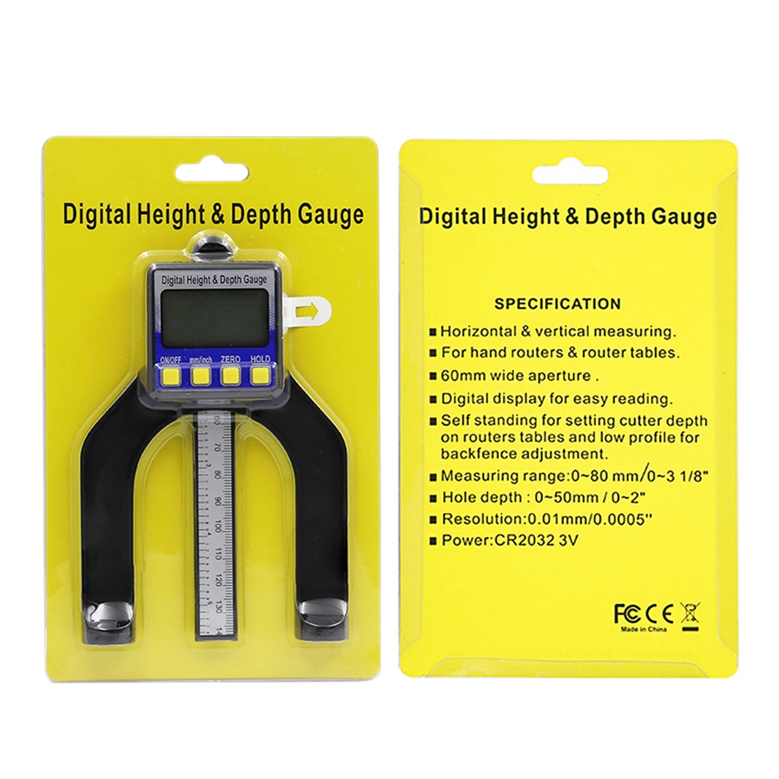 Digital Depth Caliper Height Gauge Digital Tread Depth Gauge LCD Magnetic Self Standing Aperture 0-80mm