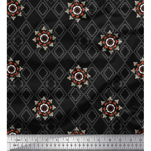 Soimoi Viscose Chiffon Fabric Damask & Argyle Geometric Print Fabric by The Yard 42 Inch Wide