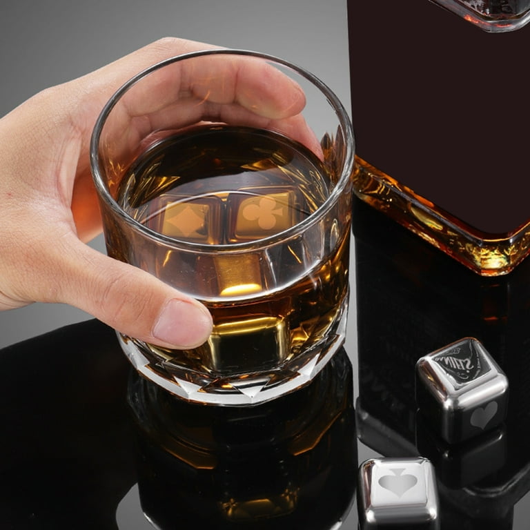 Frogued 4Pcs Ice Cubes Food Grade High Durability Stainless Steel Frozen-Ice  Rocks Ball Whiskey Beer Chiller Cooler Bar Accessories (4pcs) 