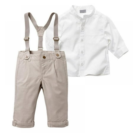 

Toddler Dress Suit Baby Boys Gentleman Clothes Sets Shirts + Suspenders Pants Outfits
