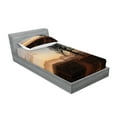thumbnail image 2 of Ambesonne Tree Fitted Sheet & Pillow Sham Set, Countryside Autumn Dusk, Twinxl, Brown Blue, 2 of 2