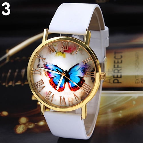 Xinyolin Women Vintage Luxury Butterfly Faux Leather Analog Quartz, Wrist Watch Jewelry