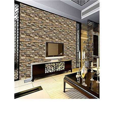 - 3D Wall Paper Brick Stone Rustic Effect Self-adhesive Wall Sticker Home Decor S