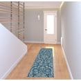 thumbnail image 2 of 7' Blue Damask Power Loom Runner Rug, 2 of 5