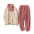 thumbnail image 1 of warm pajamas for women Coral Fleece Pajamas For Women In Autumn And Winter Large Size Padded Plus Velvet Household Clothing Long Sleeve Flannel Pajamas For Women Beige L, 1 of 8