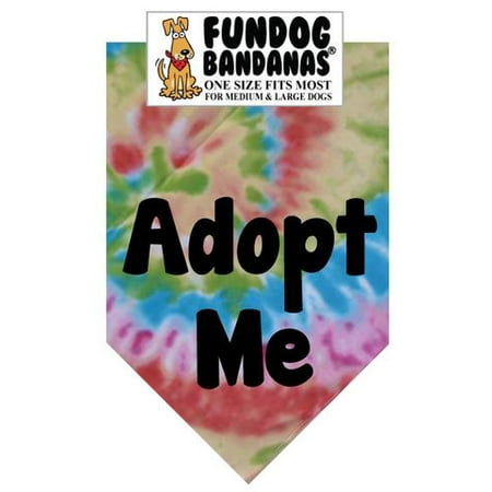 Fun Dog Bandana - Adoptez-moi (Brights) - Taille unique pour Med à Lg Les chiens, colorant de cravate écharpe animal