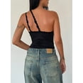 thumbnail image 7 of FEORJGP Women Sexy Camisole Ladies Sleeveless Vest Asymmetric Lace Trim Top Slim Fit Summer Blouses Fashion Streetwear for Party Club, 7 of 7