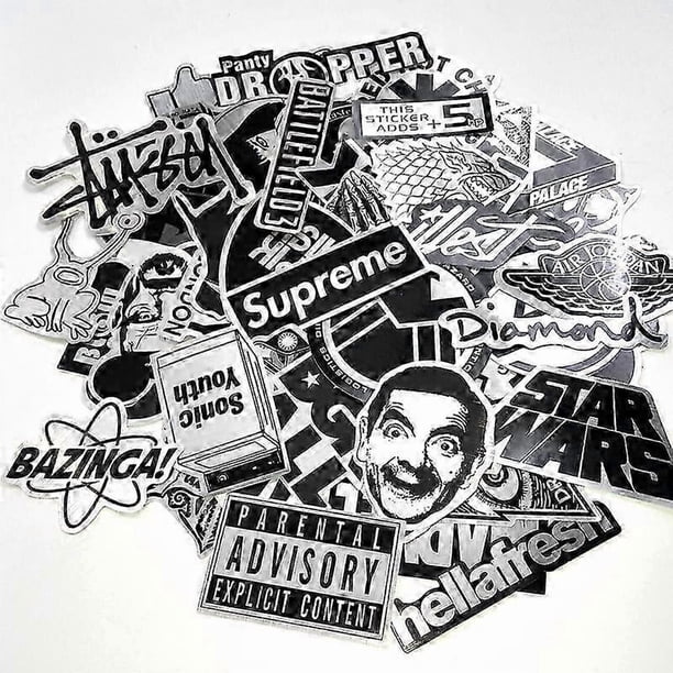 26-27 50pcs Metal Stickers Waterproof Laptop Skate fashion Graffiti multicolor