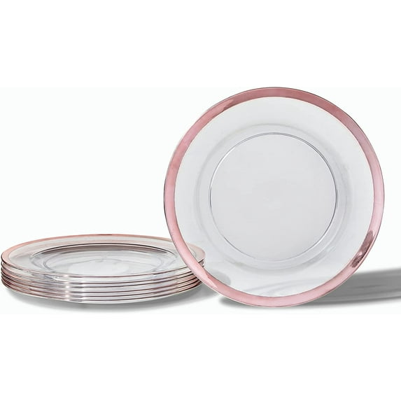 RCZ Décor ELEGANT ROSE GOLD RIMMED WEDDING CHARGER PLATES | 12 PC - 13”