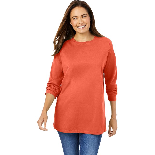T-shirt à Manches Longues à Col Ras du Cou Parfait pour Femmes Grande Taille