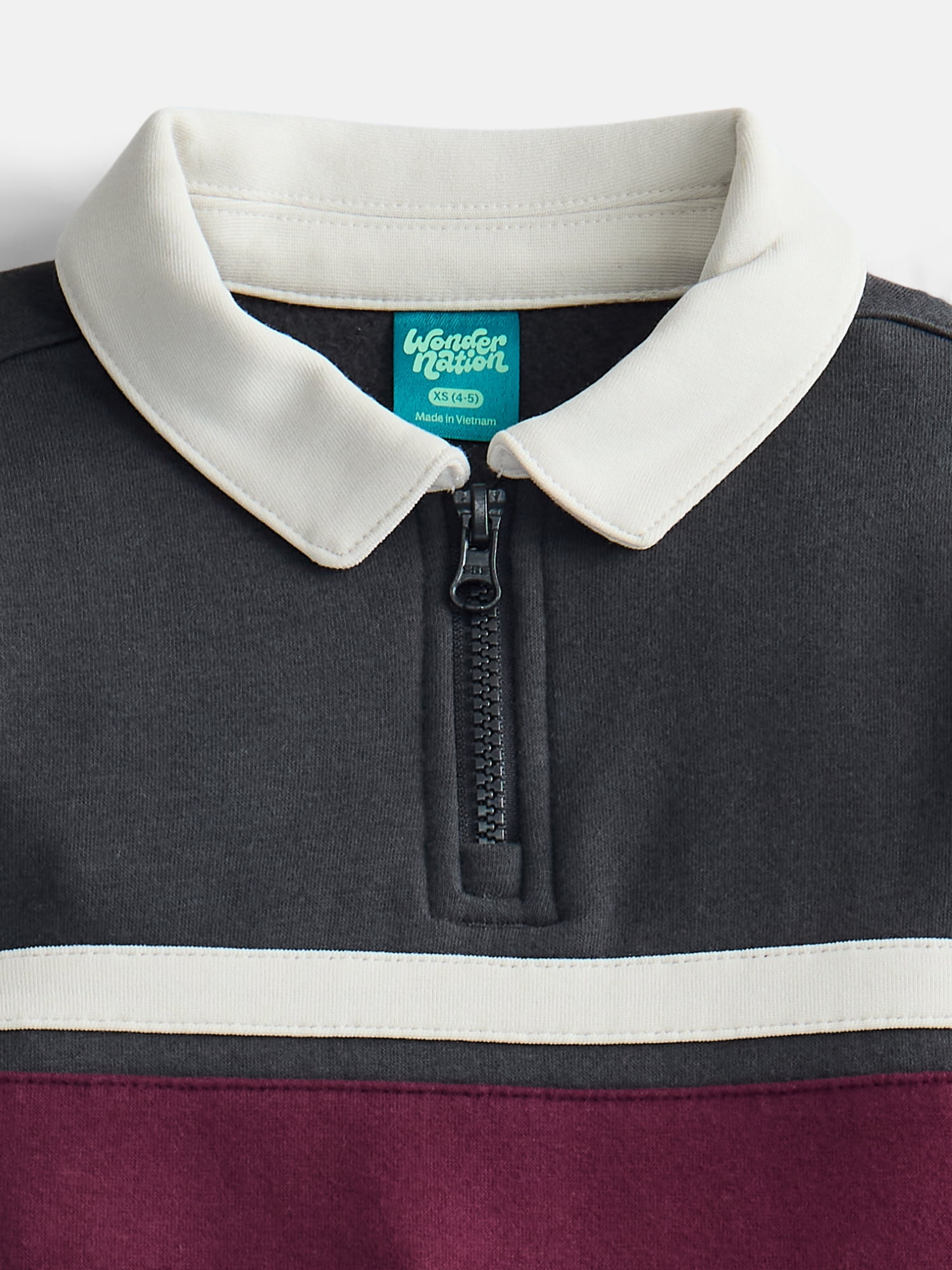 Wonder Nation Boys' Quarter Zip Rugby Fleece Pullover, Sizes 4-18 & Husky