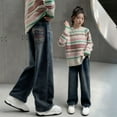 thumbnail image 4 of Pantalones vaqueros largos de invierno para niñas, pantalones vaqueros anchos con forro polar para tallas medianas y grandes., 4 of 9