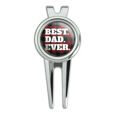 Best Dad Ever Red Black Plaid Golf Divot Repair Tool and Ball (Best Golf Drill Ever)