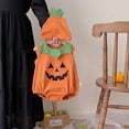 thumbnail image 5 of Bysome Baby Halloween Romper Crew Neck Sleeveless Romper Pumpkin Print Warm Casual Fall Winter Halloween Onesies For Baby Size 0-3 Months Orange, 5 of 9
