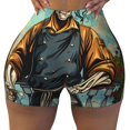 thumbnail image 2 of Logiee Skeleton Chef BBQ Scene Print Women's Biker Shorts,Workout Gym Shorts,Scrunch Shorts,Tummy Control Hidden Scrunch Running Yoga Shorts-X-Large, 2 of 8