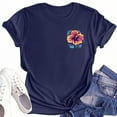 thumbnail image 3 of Lydiaunistar Women's Spring Tops Plus Size Vintage Humor Print Round Neck Short Sleeve T-Shirt - Lightweight Stretch Polyester-Spandex Blend for Summer Dark Blue, 3 of 3