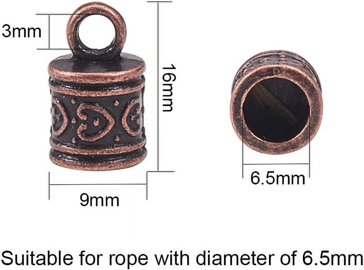 100pcs Cord Ends Leather Tassel Cap 5 Color Barrel Alloy Leather Cord Ends Cord Link Buckle Glue-in End Cap for Kumihimo Barrel and Jewelry Making (16x9mm Hole: 3mm)