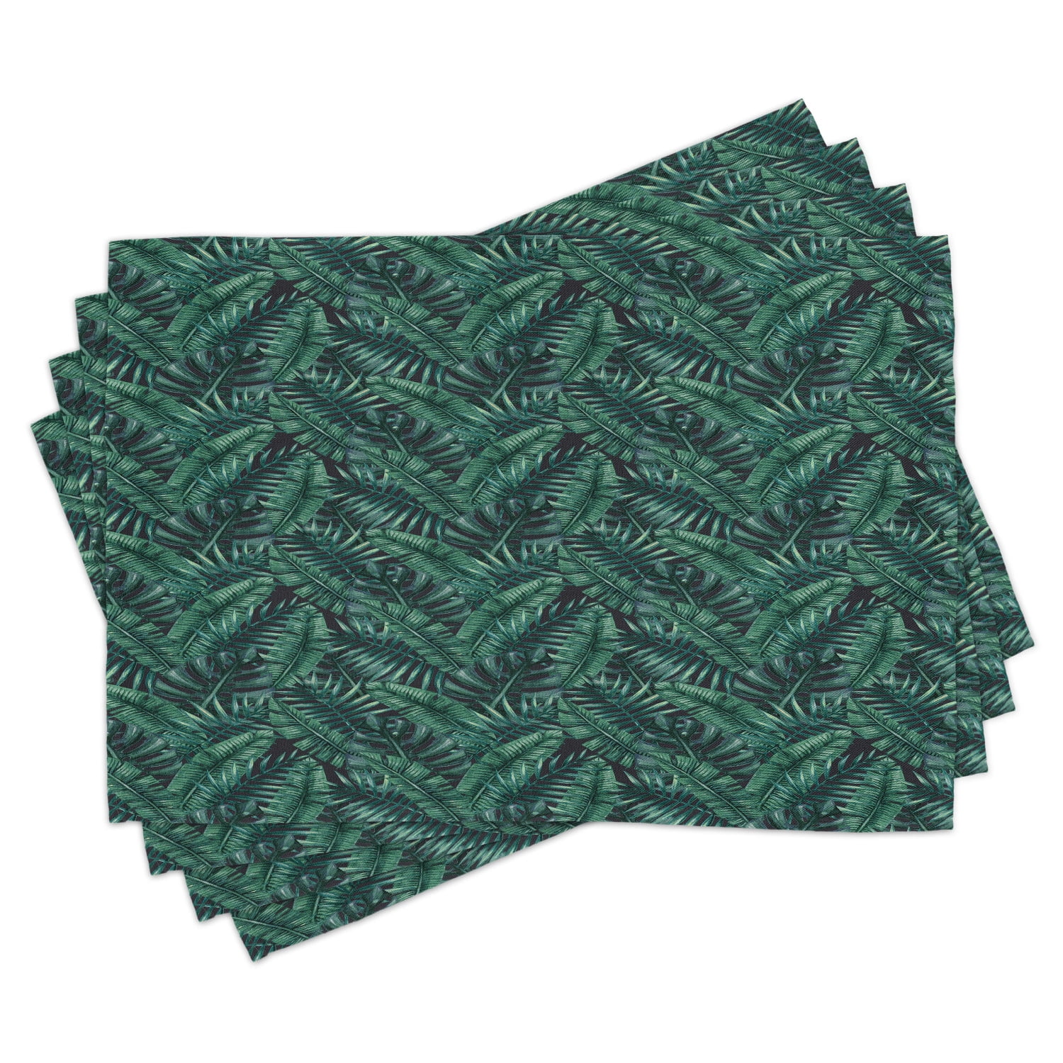 Palm Leaf Placemats Set of 4 Watercolor Tropical Jungle Leaves Pattern