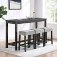 thumbnail image 2 of Bellemave Bar Table Set with Power Outlet, 4-Piece Kitchen Dining Table with 3 Upholstered Stools, 3-Person Counter Height Rectangle Dining Furniture Set (Black), 2 of 9