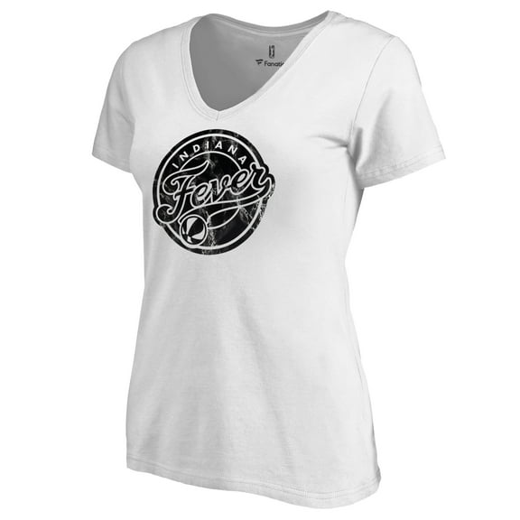 Women's White Indiana Fever Marble V-Neck T-Shirt
