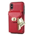 thumbnail image 5 of Allytech Cards Holder Wallet Case Cover for Apple iPhone XS/ iPhone X 5.8 Inch Phone, PU Leather TPU Cards Slots Cash Holder Stand Shockproof Bumper Case With Shoulder Strap for Girls Women -Red, 5 of 10